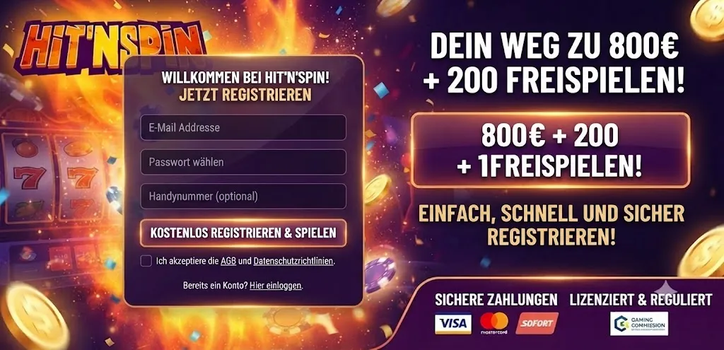 Registrierung bei HitnSpin